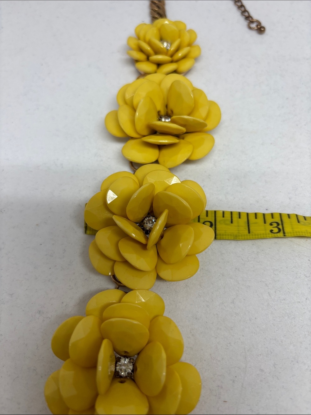 Yellow Floral Resin Statement Necklace - Picture 14 of 15